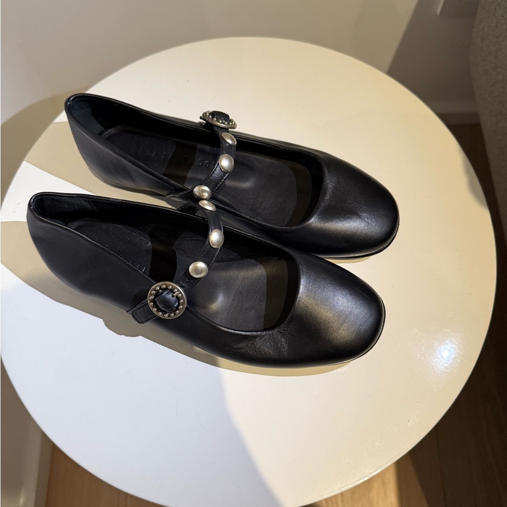 Black Mary Jane Studded Flats